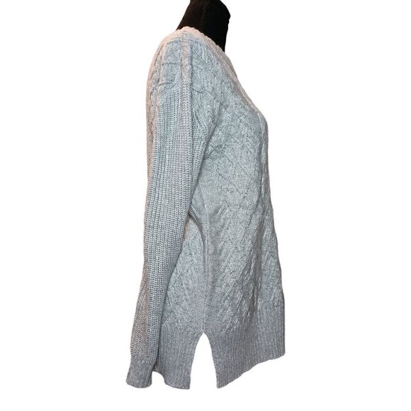 Banana Republic Women's Cable Knit Gray Pullover Crew Neck Sweater - Picture 2 of 8